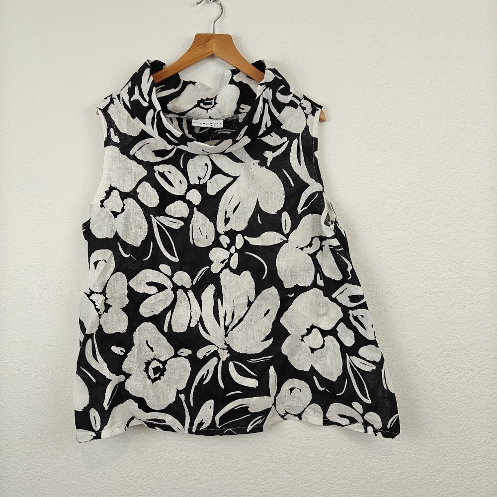 bryn Walker Monochrome Floral Sleeveless Top